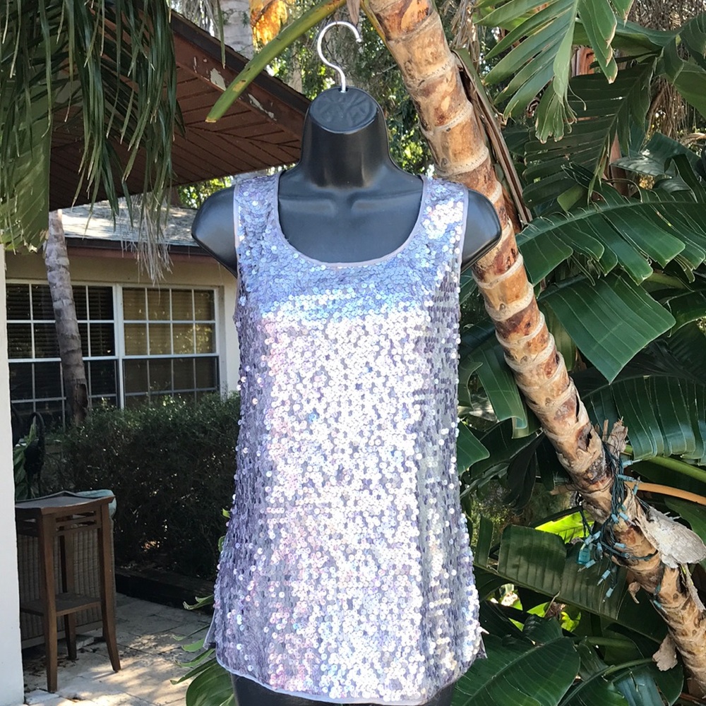 Chicos silver tank sequin top